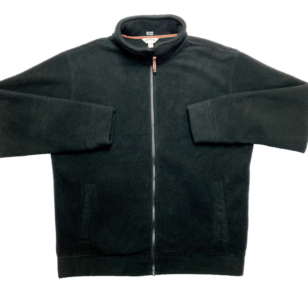 Orvis Jacket Mens M Black Sherpa High Neck Collar Windbreaker